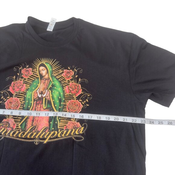 Our Lady Of Guadalupe Graphic T-Shirt Nuestra Virgen Shimmer Design Black  SZ XL - Picture 4 of 8